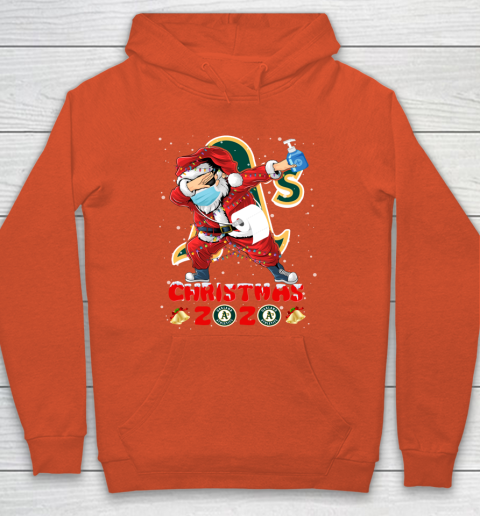 Oakland Athletics Funny Santa Claus Dabbing Christmas 2020 MLB Hoodie 3