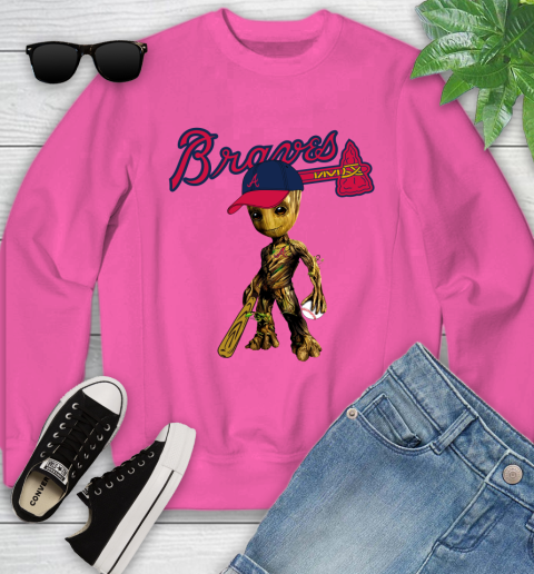 MLB Atlanta Braves Groot Guardians Of The Galaxy Baseball Youth Sweatshirt 7
