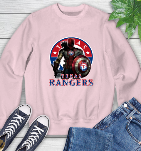 MLB Captain America Thor Spider Man Hawkeye Avengers Endgame Baseball Texas Rangers Sweatshirt 9
