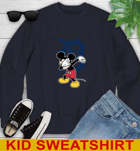 Detroit Tigers MLB Baseball Dabbing Mickey Disney Sports Youth Sweatshirt 3