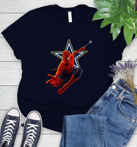 NFL Spider Man Avengers Endgame Football Dallas Cowboys Women's T-Shirt 3