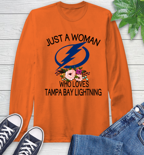 NHL Just A Woman Who Loves Tampa Bay Lightning Hockey Sports Long Sleeve T-Shirt 3