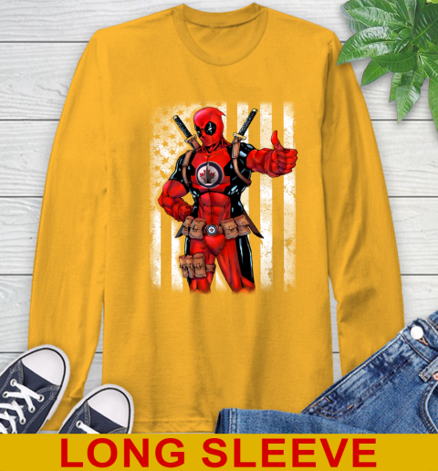 NHL Hockey Vegas Golden Knights Deadpool American Flag Shirt Long Sleeve T-Shirt 2