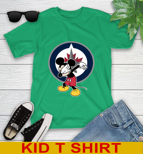 Winnipeg Jets NHL Hockey Dabbing Mickey Disney Sports Youth T-Shirt 6