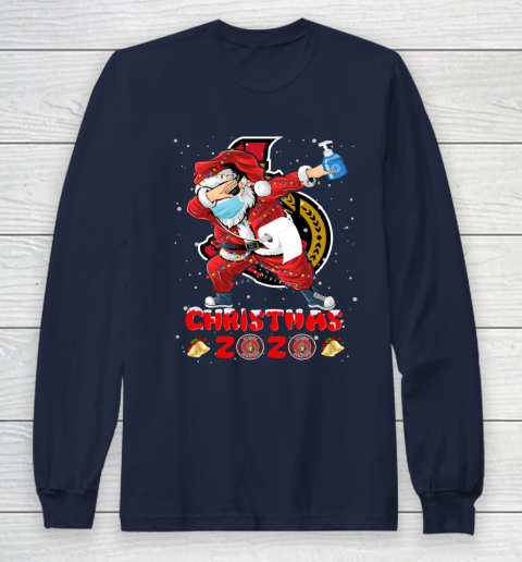 Ottawa Senators Funny Santa Claus Dabbing Christmas 2020 NHL Long Sleeve T-Shirt 2