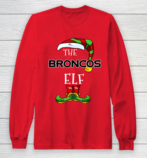 Denver Broncos Christmas ELF Funny NFL Long Sleeve T Shirt Tee For Sports
