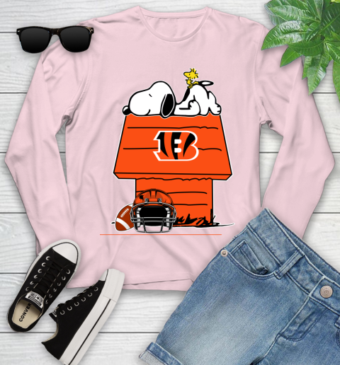 Cincinnati Bengals NFL Football Snoopy Woodstock The Peanuts Movie Youth Long Sleeve 10