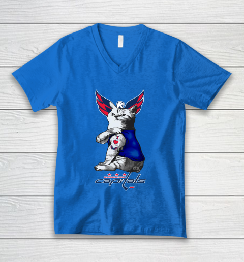 NHL My Cat Loves Washington Capitals Hockey V-Neck T-Shirt 5