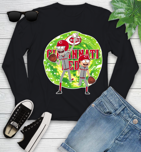 MLB Cincinnati Reds Rick And Morty Baseball Sports Youth Long Sleeve 2