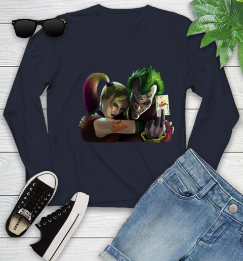 Baltimore Orioles MLB Baseball Joker Harley Quinn Suicide Squad Youth Long Sleeve 4 Baltimore Orioles MLB Baseball Joker Harley Quinn Suicide Squad Youth Long Sleeve - Image 4