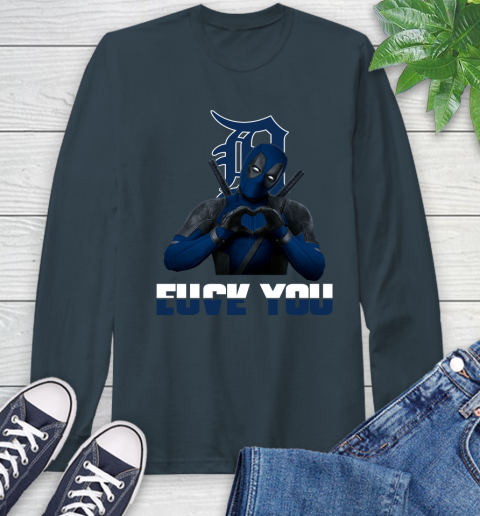 MLB Detroit Tigers Deadpool Love You Fuck You Baseball Sports Long Sleeve T-Shirt 9