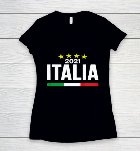 Italia Football Soccer Italian Flag 2021 Women's V-Neck T-Shirt