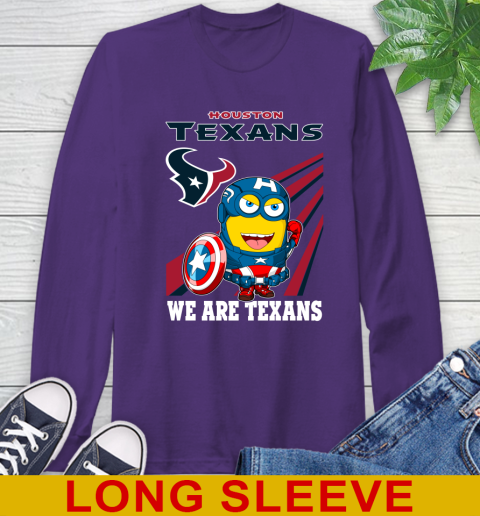 NFL Football Houston Texans Captain America Marvel Avengers Minion Shirt Long Sleeve T-Shirt 5