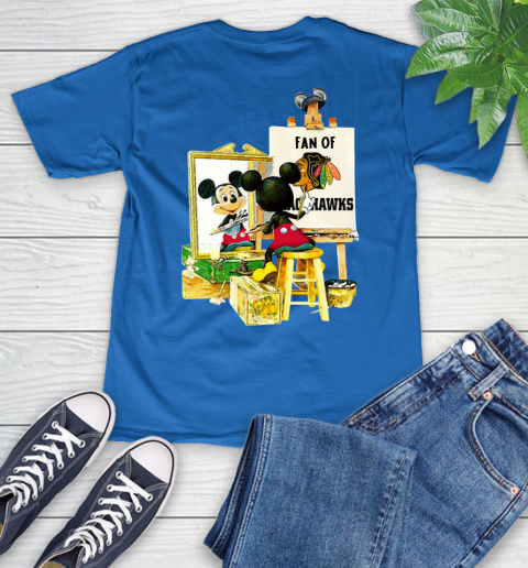 NHL Hockey Chicago Blackhawks Mickey Drawing Shirt 50