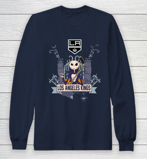 NHL Los Angeles Kings Hockey Jack Skellington Halloween Long Sleeve T-Shirt 2