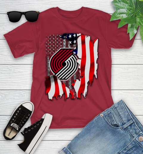 Portland Trail Blazers NBA Basketball American Flag Youth T-Shirt 14