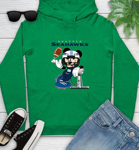 NFL Seattle Seahawks Mickey Mouse Disney Super Bowl Football T Shirt Youth Hoodie 7