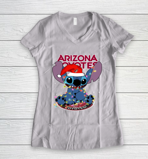 Arizona Coyotes NHL Hockey noel stitch Christmas Women's V-Neck T-Shirt