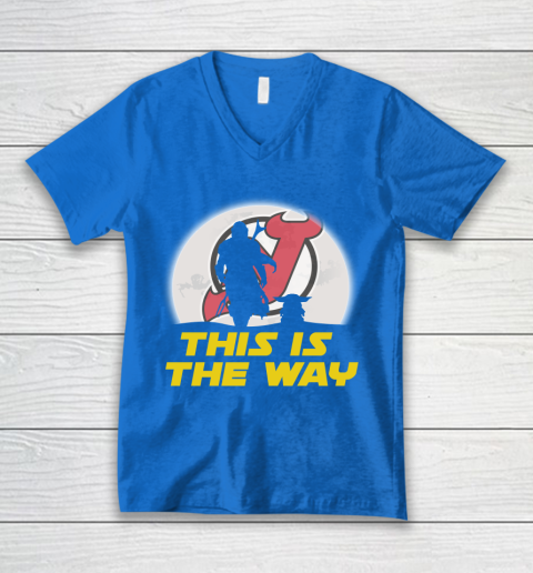 New Jersey Devils NHL Ice Hockey Star Wars Yoda And Mandalorian This Is The Way V-Neck T-Shirt 5