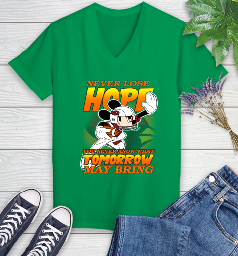 Atlanta Falcons NFL Football Mickey Disney Never Lose Hope (2) Women's V-Neck T-Shirt 5
