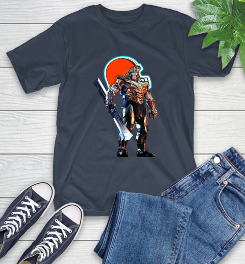 NFL Thanos Gauntlet Avengers Endgame Football Cleveland Browns T-Shirt 4