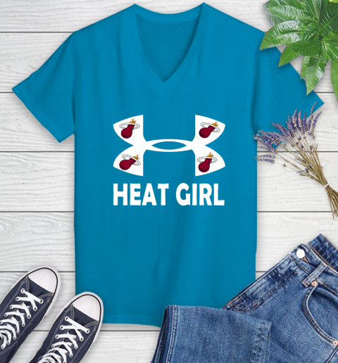 NBA Miami Heat Girl Under Armour Basketball Sports Women's V-Neck T-Shirt 7