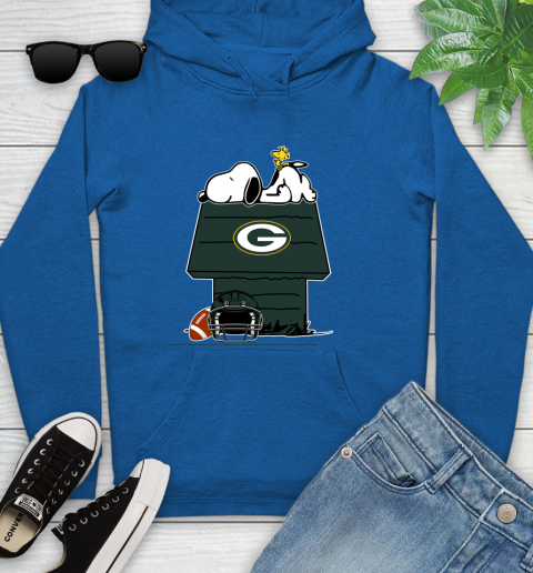 Green Bay Packers NFL Football Snoopy Woodstock The Peanuts Movie Youth Hoodie 9