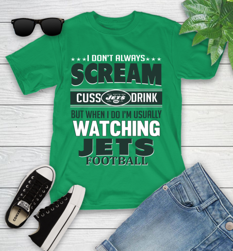 New York Jets NFL Football I Scream Cuss Drink When I'm Watching My Team Youth T-Shirt 8