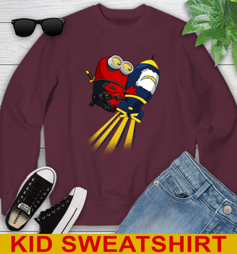 NFL Football Los Angeles Chargers Deadpool Minion Marvel Shirt Youth Sweatshirt 4