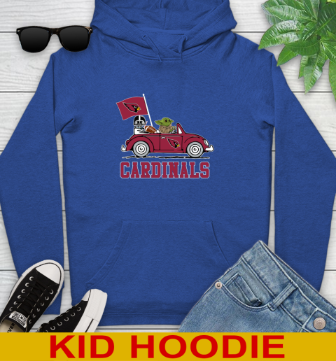 NFL Football Arizona CardinalsDarth Vader Baby Yoda Driving Star Wars Shirt Youth Hoodie 10