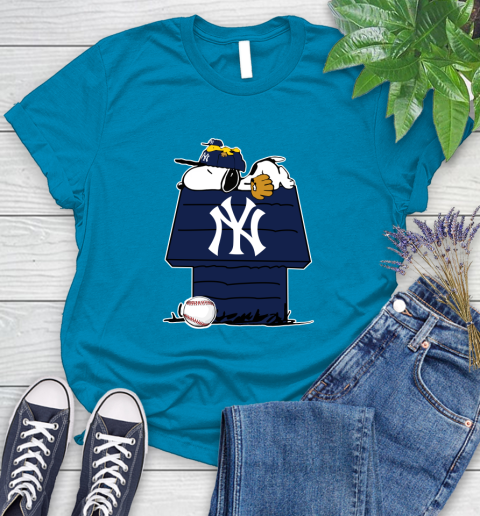 MLB New York Yankees Snoopy Woodstock The Peanuts Movie Baseball T Shirt Women's T-Shirt 7