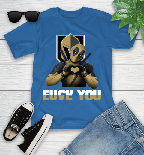 NHL Vegas Golden Knights Deadpool Love You Fuck You Hockey Sports Youth T-Shirt 12