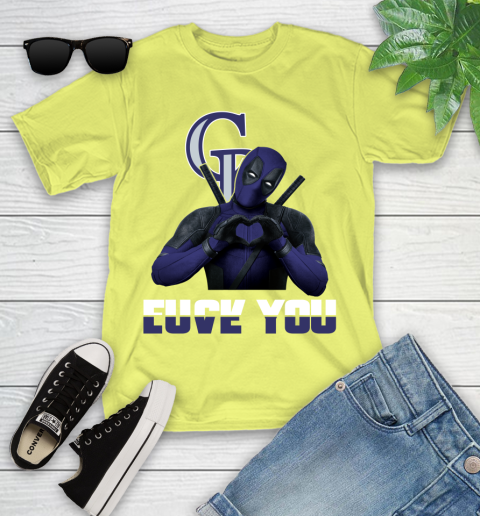 MLB Colorado Rockies Deadpool Love You Fuck You Baseball Sports Youth T-Shirt 10