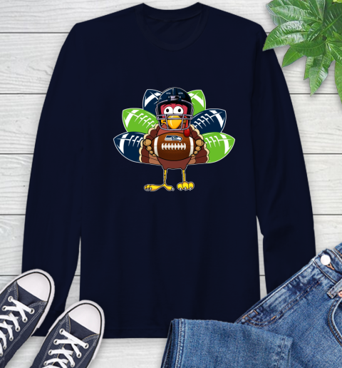 Seattle Seahawks Turkey Thanksgiving Day Long Sleeve T-Shirt 4