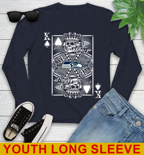 Seattle Seahawks NFL Football The King Of Spades Death Cards Shirt Youth Long Sleeve 2