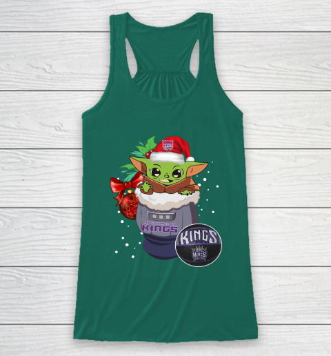 Sacramento Kings Christmas Baby Yoda Star Wars Funny Happy NBA Racerback Tank 6