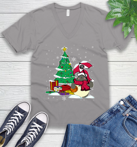 Toronto Raptors NBA Basketball Cute Tonari No Totoro Christmas Sports V-Neck T-Shirt 3