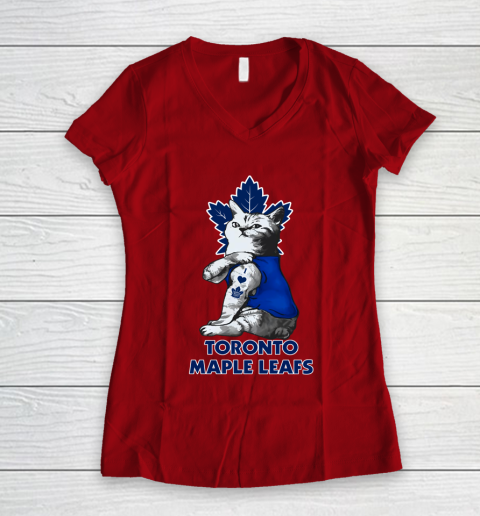 NHL My Cat Loves Toronto Maple Leafs Hockey Women's V-Neck T-Shirt 8