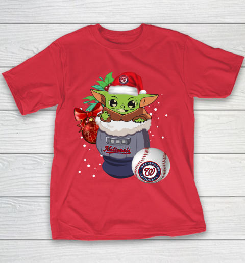 Washington Nationals Christmas Baby Yoda Star Wars Funny Happy MLB Youth T-Shirt 9