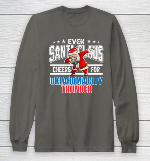 Oklahoma City Thunder Even Santa Claus Cheers For Christmas NBA Long Sleeve T-Shirt 5