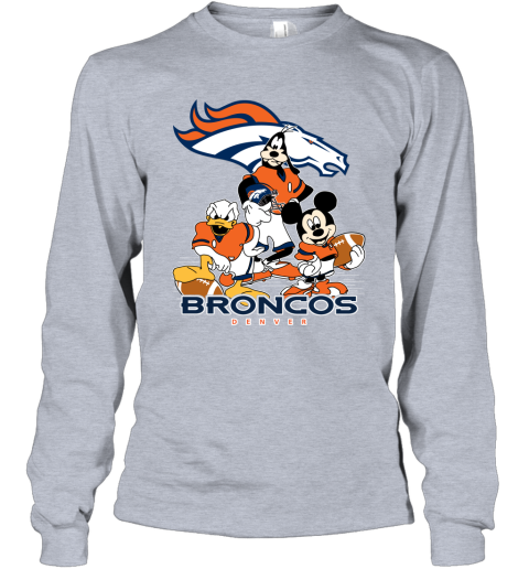 Nfl Denver Broncos Men's Gray Full Back Run Long Sleeve