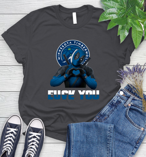 NBA Minnesota Timberwolves Deadpool Love You Fuck You Basketball Sports Women's T-Shirt 8