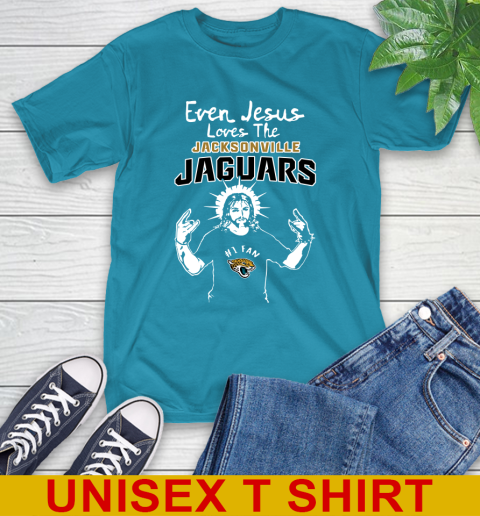 Jacksonville Jaguars NFL Football Even Jesus Loves The Jaguars Shirt T-Shirt 9