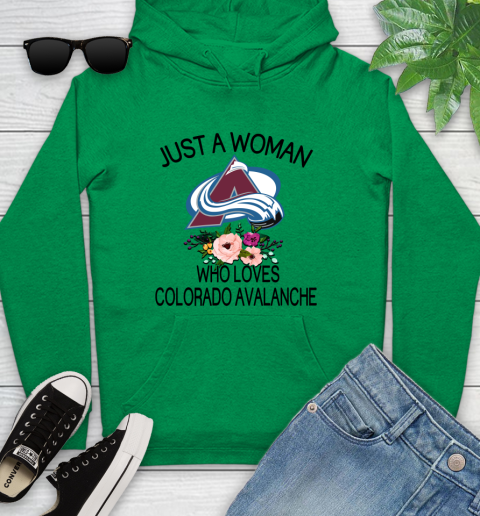 NHL Just A Woman Who Loves Colorado Avalanche Hockey Sports Youth Hoodie 5