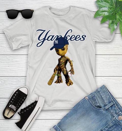 MLB New York Yankees Groot Guardians Of The Galaxy Baseball Youth T-Shirt