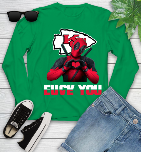 NHL Kansas City Chiefs Deadpool Love You Fuck You Football Sports Youth Long Sleeve 7