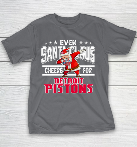 Detroit Pistons Even Santa Claus Cheers For Christmas NBA Youth T-Shirt 5