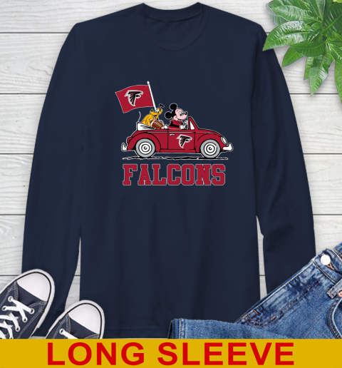 NFL Football Atlanta Falcons Pluto Mickey Driving Disney Shirt Long Sleeve T-Shirt 4