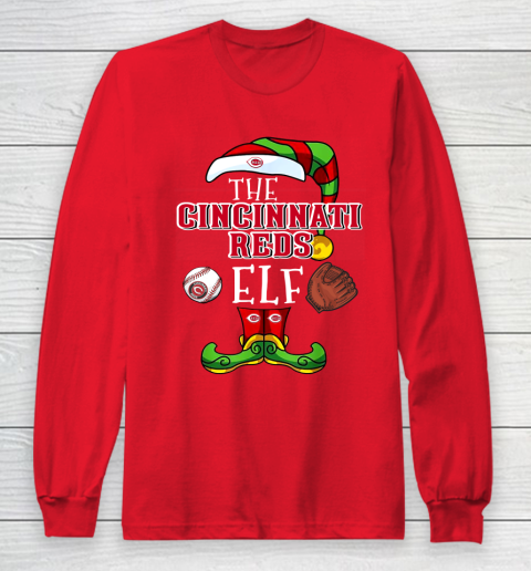 Cincinnati Reds Christmas ELF Funny MLB Long Sleeve T-Shirt 7