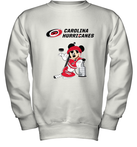 Mickey Carolina Hurricanes With The Stanley Cup Hockey NHL Youth Sweatshirt